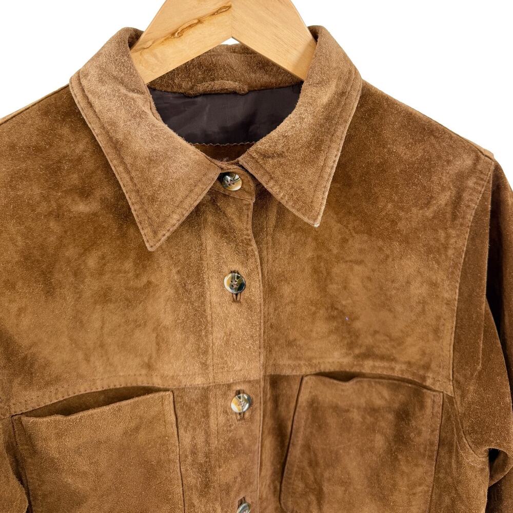 Vintage 90s Mario Hernandez Brown Genuine Suede Shirt Jacket - Picture 2 of 7